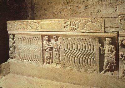 Sarcophagus of Saint Marcelle in the Crypt, 5th Century AD by Gallo Roman